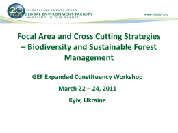 Focal Area and Cross Cutting Strategies – Biodiversity and Sustainable Forest Management GEF Expanded Constituency Workshop March 22 – 24, 2011  Kyiv, Ukraine.