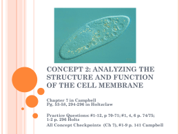 CONCEPT 2: ANALYZING THE STRUCTURE AND FUNCTION OF THE CELL MEMBRANE Chapter 7 in Campbell Pg.