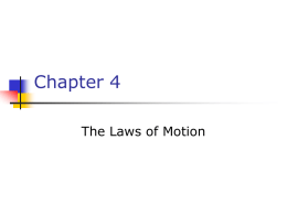 Chapter 4 The Laws of Motion Classical Mechanics     Describes the relationship between the motion of objects in our everyday world and the forces acting.