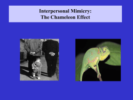 Interpersonal Mimicry: The Chameleon Effect Lecture 6: Interpersonal Mimicry  Iacoboni, M. (2009). Imitation, empathy, and mirror neurons.