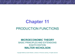 Chapter 11 PRODUCTION FUNCTIONS  MICROECONOMIC THEORY BASIC PRINCIPLES AND EXTENSIONS EIGHTH EDITION  WALTER NICHOLSON Copyright ©2002 by South-Western, a division of Thomson Learning.