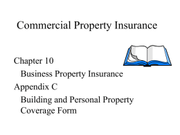 Commercial Property Insurance Chapter 10 Business Property Insurance Appendix C Building and Personal Property Coverage Form.