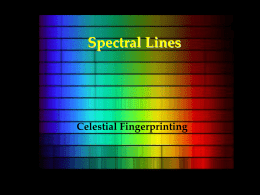 Spectral Lines  Celestial Fingerprinting Goals • From light we learn about – Composition – Motion.