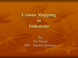 Census Mapping in Indonesia By: Eka Yulyani BPS – Statistics Indonesia Organizational Chart of BPS – Statistics Indonesia Director General  Deputy Director General for Economic Statistics  Deputy Director General for Methodology and Statistical.