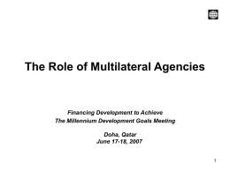 The Role of Multilateral Agencies  Financing Development to Achieve The Millennium Development Goals Meeting  Doha, Qatar June 17-18, 2007