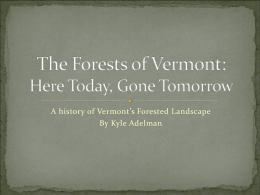 A history of Vermont’s Forested Landscape By Kyle Adelman Currently encompassing 4.6 million forested acres, Vermont’s land is 78% forests making it.