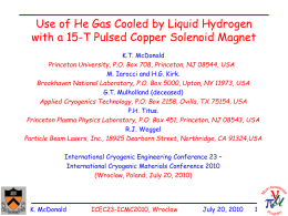 Use of He Gas Cooled by Liquid Hydrogen with a 15-T Pulsed Copper Solenoid Magnet K.T.