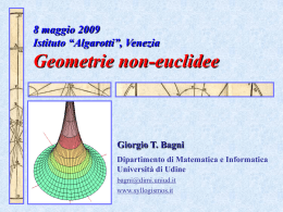 8 maggio 2009 Istituto “Algarotti”, Venezia  Geometrie non-euclidee  Giorgio T. Bagni Universitas Studiorum Utinensis  Dipartimento di Matematica e Informatica Università di Udine bagni@dimi.uniud.it www.syllogismos.it.
