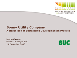 Bonny Utility Company A closer look at Sustainable Development in Practice  Mario Caenen General Manager BUC 14 December 2006