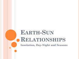EARTH-SUN RELATIONSHIPS Insolation, Day-Night and Seasons 1. Cosmic Connections: Earth, Solar System and Beyond  2.