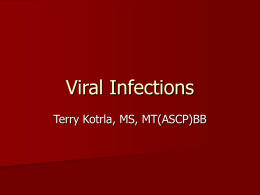Viral Infections Terry Kotrla, MS, MT(ASCP)BB Herpes Virus Group Produce a variety of diseases.  May result in sub-clinical infections  May be reactivated.
