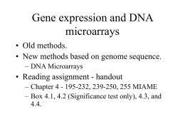 Gene expression and DNA microarrays • Old methods. • New methods based on genome sequence. – DNA Microarrays  • Reading assignment - handout – Chapter 4