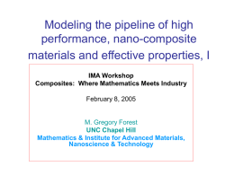 Modeling the pipeline of high performance, nano-composite materials and effective properties, I IMA Workshop Composites: Where Mathematics Meets Industry February 8, 2005  M.