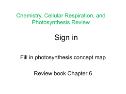 Chemistry, Cellular Respiration, and Photosynthesis Review  Sign in Fill in photosynthesis concept map Review book Chapter 6