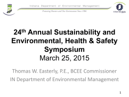 24th Annual Sustainability and Environmental, Health & Safety Symposium March 25, 2015 Thomas W.