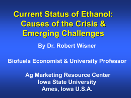 Current Status of Ethanol: Causes of the Crisis & Emerging Challenges By Dr.