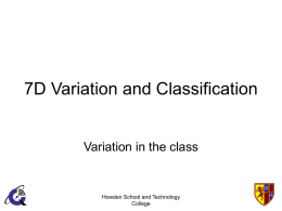 7D Variation and Classification  Variation in the class  Howden School and Technology College.