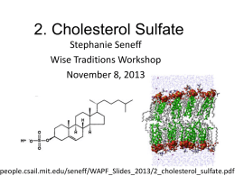2. Cholesterol Sulfate Stephanie Seneff Wise Traditions Workshop November 8, 2013  people.csail.mit.edu/seneff/WAPF_Slides_2013/2_cholesterol_sulfate.pdf ”If we all worked on the assumption that what is accepted as true.