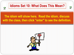 Idioms Set 10: What Does This Mean? The idiom will show here.