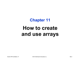 Chapter 11  How to create and use arrays  Murach's PHP and MySQL, C11  © 2010, Mike Murach & Associates, Inc.  Slide 1