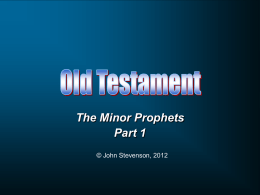 The Minor Prophets Part 1 © John Stevenson, 2012 Eden Conflict between two seeds (Genesis 3:15) Bruised Head/heel.