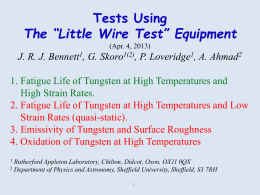 Tests Using  The “Little Wire Test” Equipment (Apr. 4, 2013)  J. R. J.