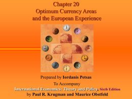 Chapter 20 Optimum Currency Areas and the European Experience  Prepared by Iordanis Petsas To Accompany International Economics: Theory and Policy, Sixth Edition by Paul R.