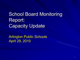 School Board Monitoring Report: Capacity Update Arlington Public Schools April 29, 2010 Strategies to Address Crowding for FY 2011
