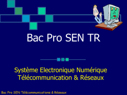 Bac Pro SEN TR Système Electronique Numérique Télécommunication & Réseaux Bac Pro SEN Télécommunications & Réseaux.