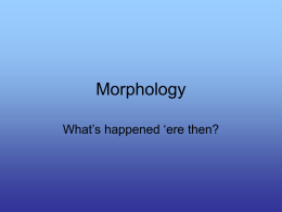 Morphology What’s happened ‘ere then? Well..? • “Un-bloodybelievable!!” Well..? • “She is such a Chavette!”