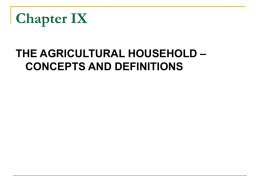 Chapter IX THE AGRICULTURAL HOUSEHOLD – CONCEPTS AND DEFINITIONS            IX.1 Definition of the household … IX.2 Households of different sizes and compositions IX.3The rural and.