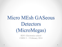 Micro MEsh GASeous Detectors (MicroMegas) RD51 Electronics school CERN 3 – 5 February 2014