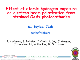 Effect of atomic hydrogen exposure on electron beam polarization from strained GaAs photocathodes M.