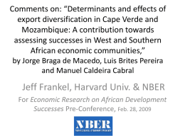 Comments on: “Determinants and effects of export diversification in Cape Verde and Mozambique: A contribution towards assessing successes in West and Southern African economic.