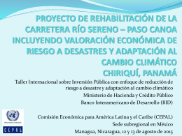 Taller Internacional sobre Inversión Pública con enfoque de reducción de riesgo a desastre y adaptación al cambio climático Ministerio de Hacienda y.