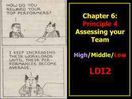 Chapter 6: Principle 4 Assessing your Team High/Middle/Low  LDI2 Today’s Goals…   Understand WHY we have HML conversations    Understand how to identify HML performance    Learn to have effective mentoring/coaching.