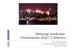 DiGeorge syndrome: Chromosome 22q11.2 deletion Kate Sullivan MD PhD The Children’s Hospital of Philadelphia Johnson City 2012