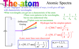 Atomic Spectra •If you “engergize” an atom in a variety of ways, it will give off light with characteristic wavelengths •What wavelengths you.