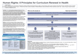 Human Rights: 8 Principles for Curriculum Renewal in Health Faculty: Health Sciences Team: Professor Stephanie Short, Associate Dean Postgraduate, Discipline of Behavioural.