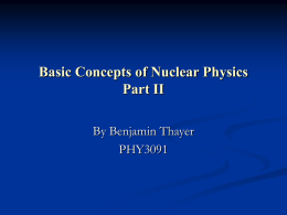 Basic Concepts of Nuclear Physics Part II By Benjamin Thayer PHY3091 Topics       Interactions involving neutrons Nuclear Fission Nuclear Reactors Nuclear Fusion.