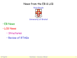 News from the EB & LCG Nick Brook  University of Bristol  • EB News • LCG News • Structures • Review of RTAGs  16th Sept’02  Nick Brook –