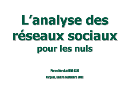 L’analyse des réseaux sociaux pour les nuls Pierre Mercklé (ENS-LSH) Cargèse, lundi 15 septembre 2008