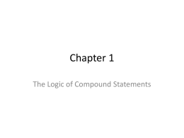 Chapter 1 The Logic of Compound Statements Section 1.1 Logical Form and Logical Equivalence.