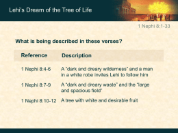 Lehi’s Dream of the Tree of Life 1 Nephi 8:1-33  What is being described in these verses? Reference  Description  1 Nephi 8:4-6  A “dark and dreary.