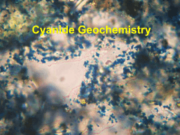 Cyanide Geochemistry Outline • •  Introduction to Cyanide Cyanide in the beneficiation of gold – – – –  Heap Leach Process Cyanide tank leach and CIP circuits Optimum Conditions for CN.
