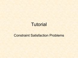 Tutorial Constraint Satisfaction Problems CSP Exercise 1 • Consider the following map.