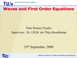 Waves and First Order Equations  Peter Romeo Nyarko Supervisor : Dr. J.H.M.