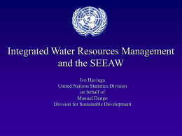 Integrated Water Resources Management and the SEEAW Ivo Havinga United Nations Statistics Division on behalf of Manuel Dengo Division for Sustainable Development.