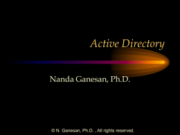Active Directory Nanda Ganesan, Ph.D.  © N. Ganesan, Ph.D. , All rights reserved.