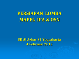 PERSIAPAN LOMBA MAPEL IPA & OSN  SD Al Azhar 31 Yogyakarta 4 Februari 2012